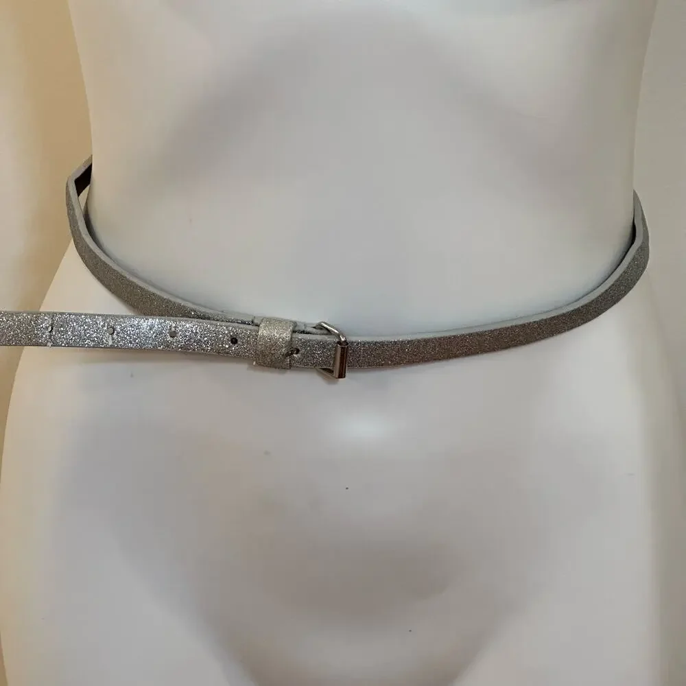 Justice Silver Glitter Belt sz M